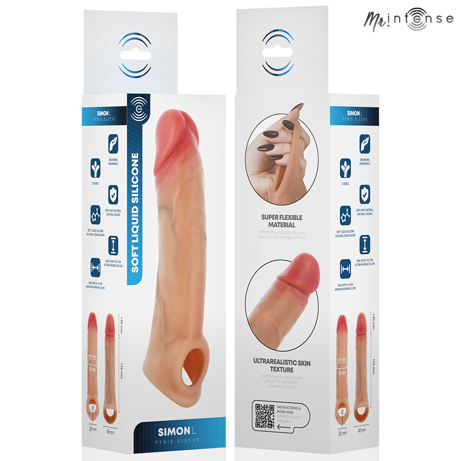 MR INTENSE CAPA DE SILICONE PARA PeNIS SIMON L 16 CM y 45 CM