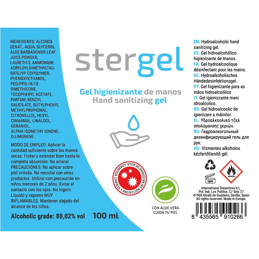 STERGEL HIDROALCOHOLICO DESINFETANTE COVID 19 100ML