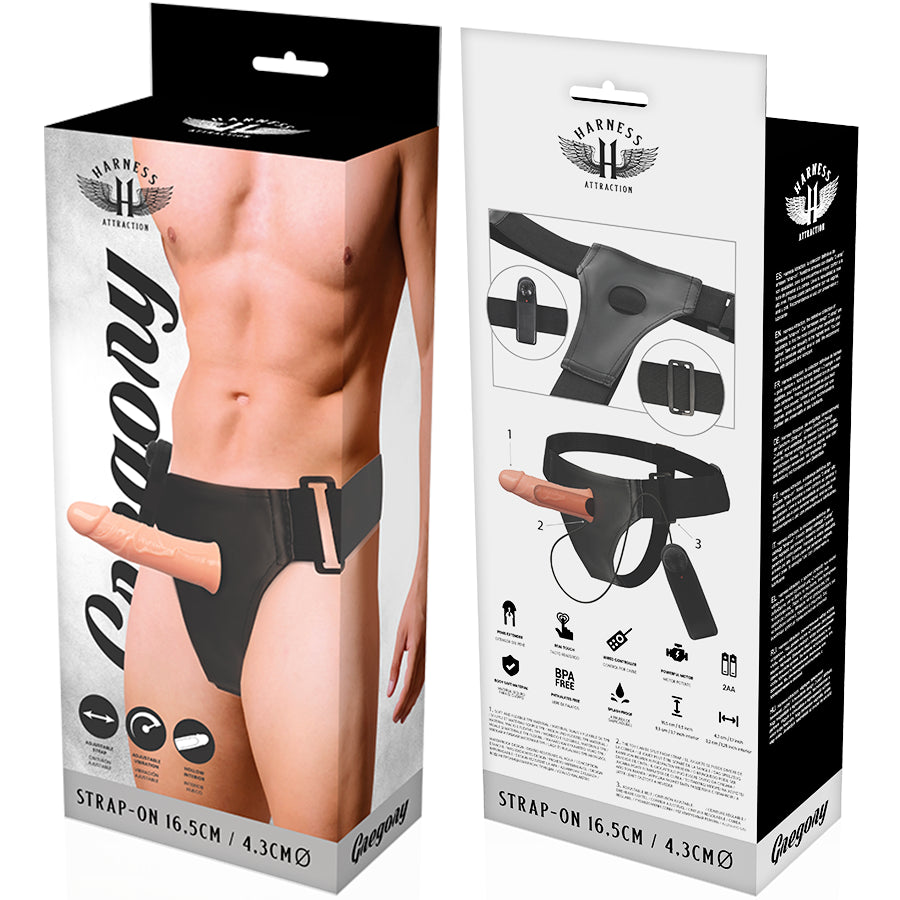 HARNESS ATTRACTION aRNES HUECO GREGORY CON VIBRADOR 165 X 43CM