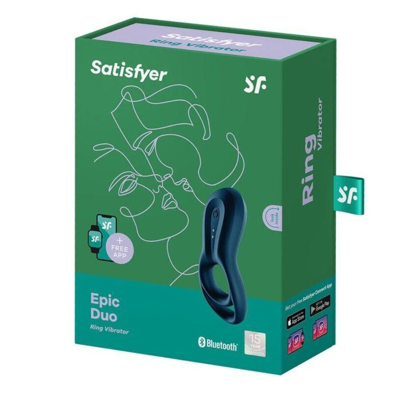 SATISFYER EPIC DUO RING VIBRATOR APP BLUE