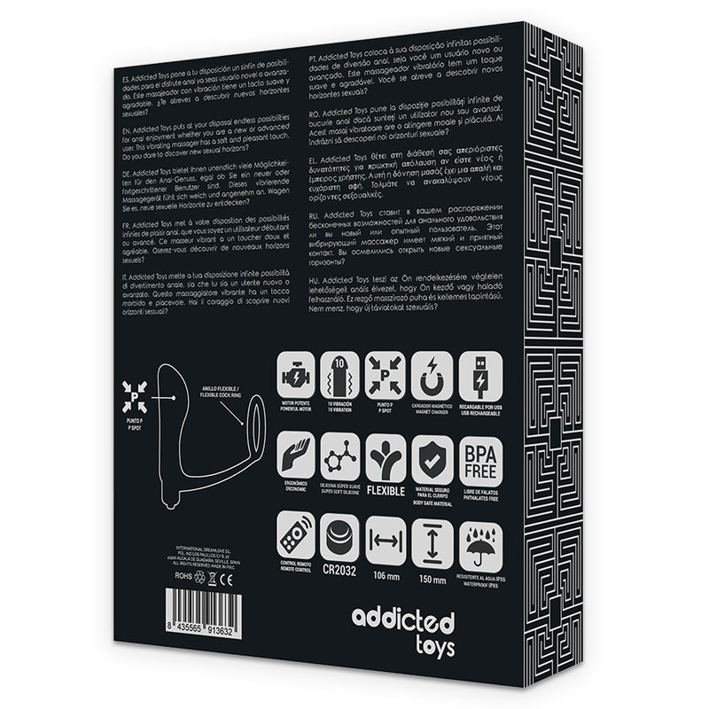 ANEL DE PeNIS DE BRINQUEDOS VICIADOS COM CONTROLE REMOTO ANAL PLUG PRETO RECARREGaVEL