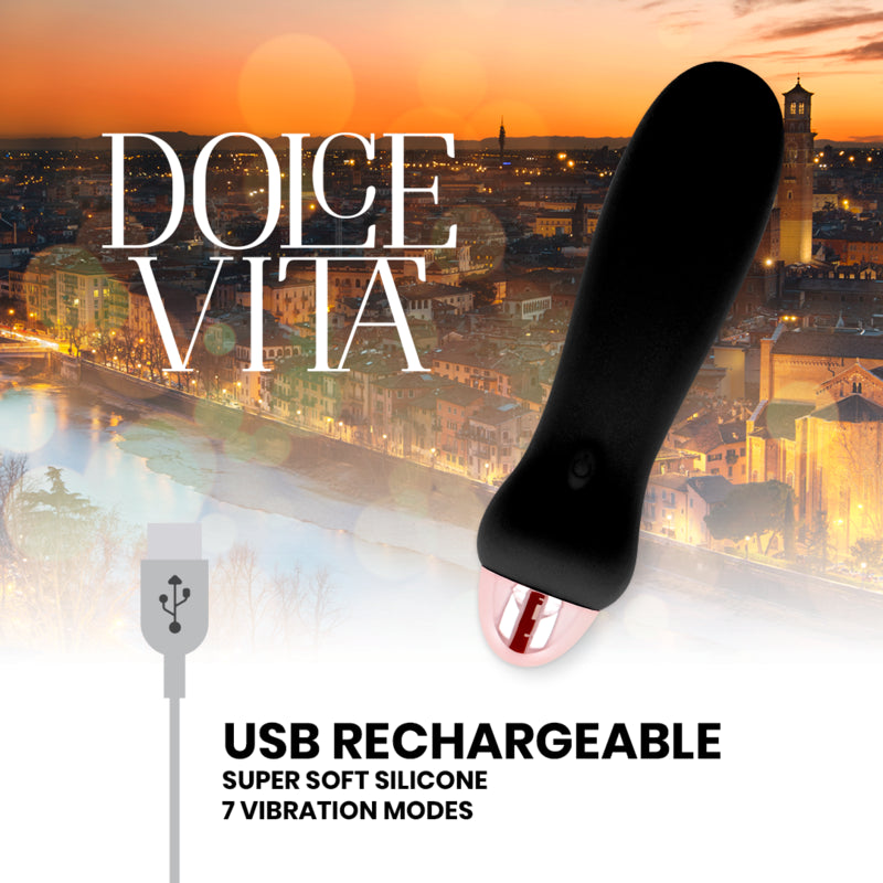 VIBRADOR RECARREGaVEL DOLCE VITA CINCO PRETO 7 VELOCIDADES