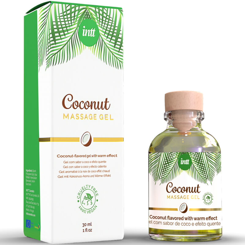 INTT GEL DE MASSAGEM VEGANO COM SABOR DE COCO E EFEITO AQUECENTE