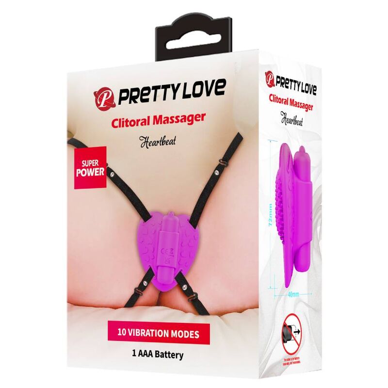 PRETTY LOVE CLITORAL MASSAGER HEARTBEAT 10 VIBRATION MODES PURPLE