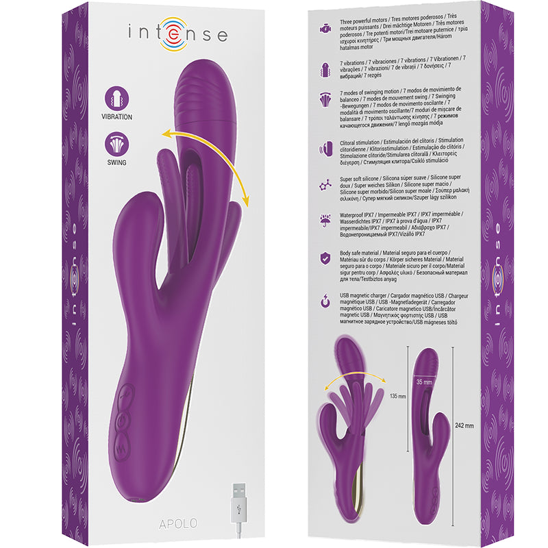 INTENSE APOLO VIBRADOR MULTIFUNyaO RECARREGaVEL 7 VIBRAyoES COM LiNGUA OSCILANTE ROXA