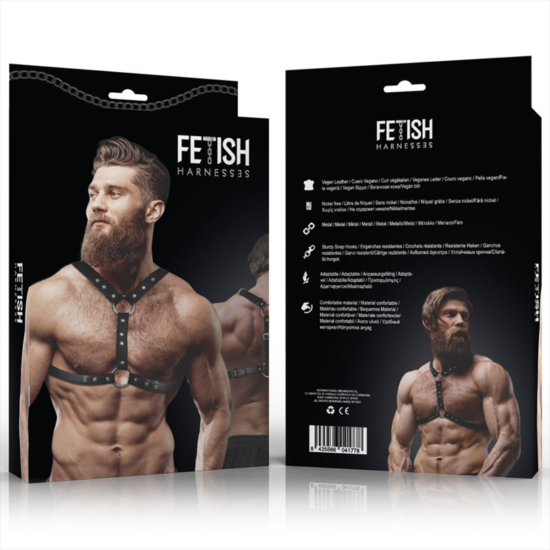 FETISH SUBMISSIVE ATTITUDE ARNeS ECOPIEL PECHO CON DOBLE SUJECIoN Y TACHUELAS HOMBRE