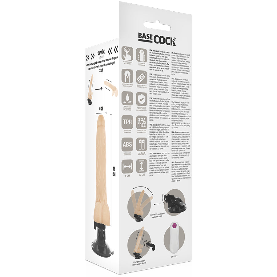 BASECOCK VIBRADOR REALISTICO CONTROL REMOTO NATURAL 19CM