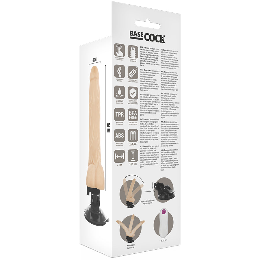 BASECOCK VIBRADOR ARTICULABLE CONTROL REMOTO NATURAL 185CM