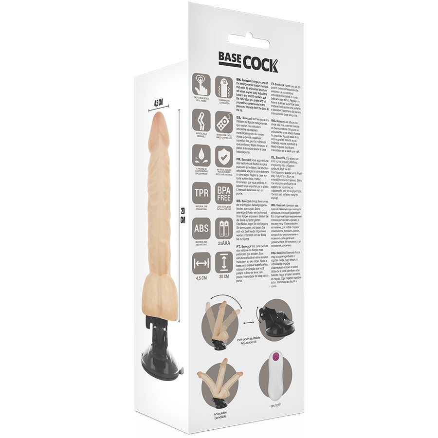 BASECOCK VIBRADOR ARTICULABLE CONTROL REMOTO NATURAL 20 CM