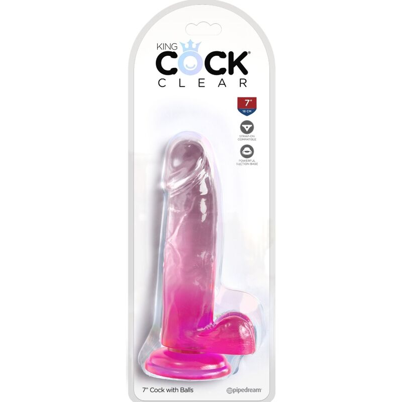 KING COCK CLEAR PeNIS REALISTA COM BOLAS 152 CM ROSA
