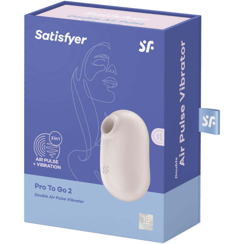 SATISFYER PRO TO GO 2 ESTIMULADOR DE PULSO DE AR DUPLO E VIBRADOR BEGE
