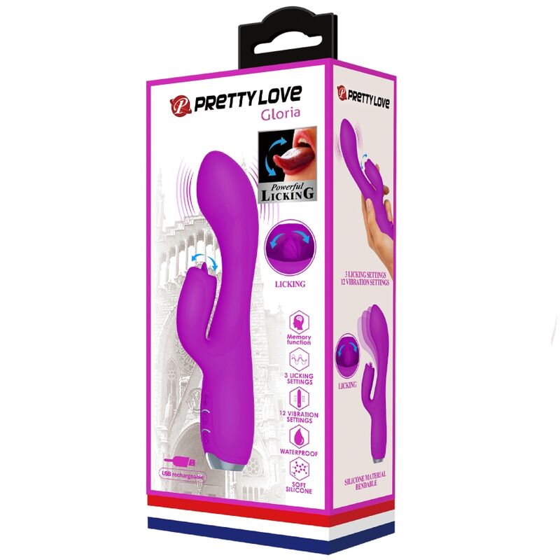 PRETTY LOVE VIBRADOR DE COELHO RECARREGVEL GLORIA ROXO IMPERMEVEL