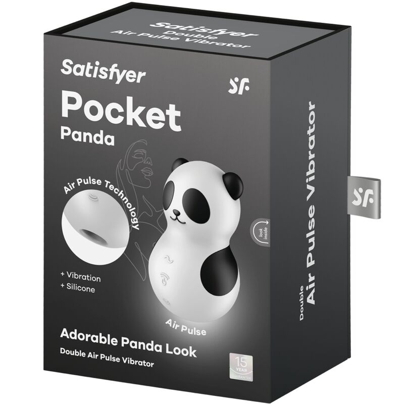 SATISFYER POCKET PANDA ESTIMULADOR E VIBRADOR PRETO E BRANCO