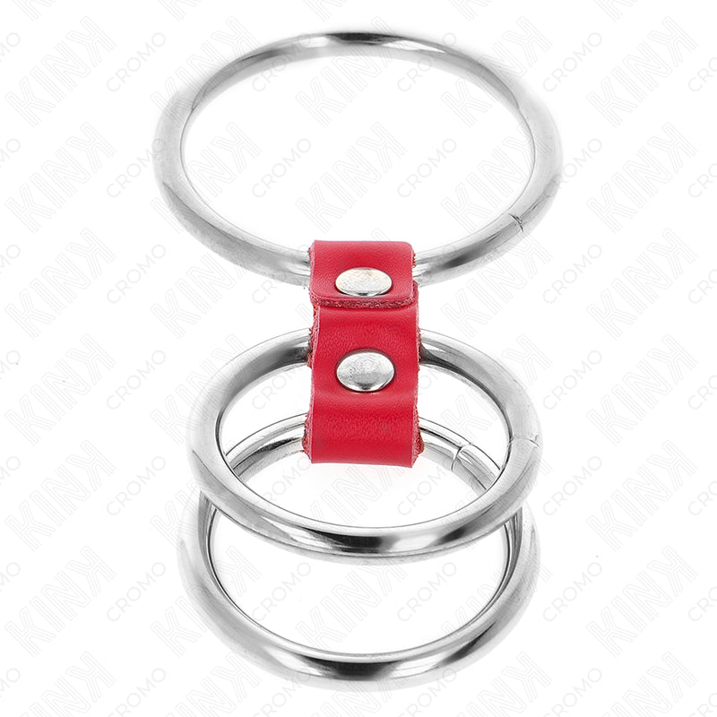KINK ANEL DE PaNIS TRIPLO DE METAL DE 37 CM A 5 CM CONECTADO COM COURO VERMELHO