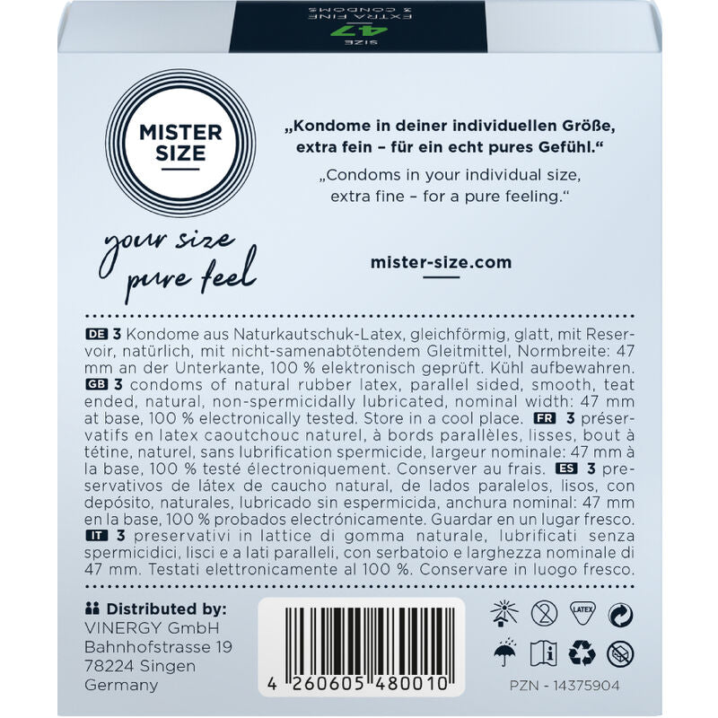 MISTER SIZE PRESERVATIVOS TAMANHO XS 47 MM 3 UNIDADES