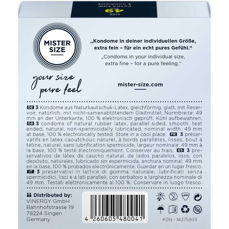 MISTER SIZE PRESERVATIVO TAMANHO S 49 MM 3 UNIDADES