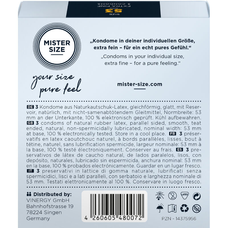 MISTER SIZE PRESERVATIVO TAMANHO M 53 MM 3 UNIDADES