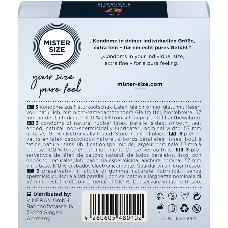 MISTER SIZE PRESERVATIVO TAMANHO L 57 MM 3 UNIDADES