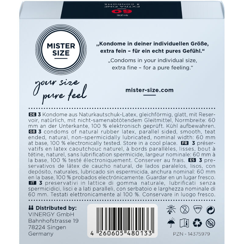 MISTER SIZE PRESERVATIVO TAMANHO XL 60 MM 3 UNIDADES