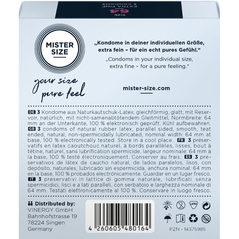 MISTER SIZE PRESERVATIVOS TAMANHO XXL 64 MM 3 UNIDADES
