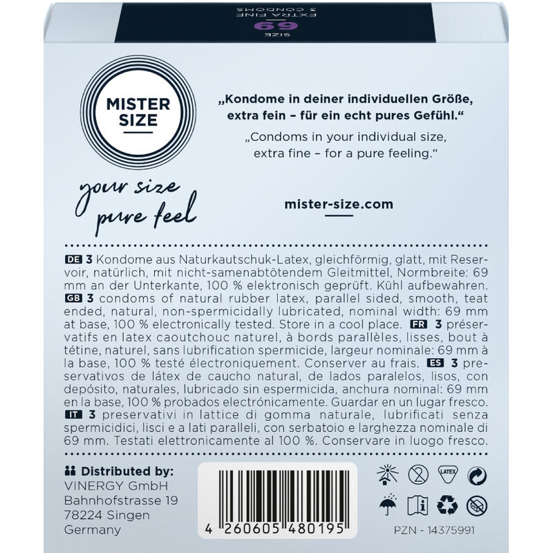 MISTER SIZE PRESERVATIVOS TAMANHO XXXL 69 MM 3 UNIDADES