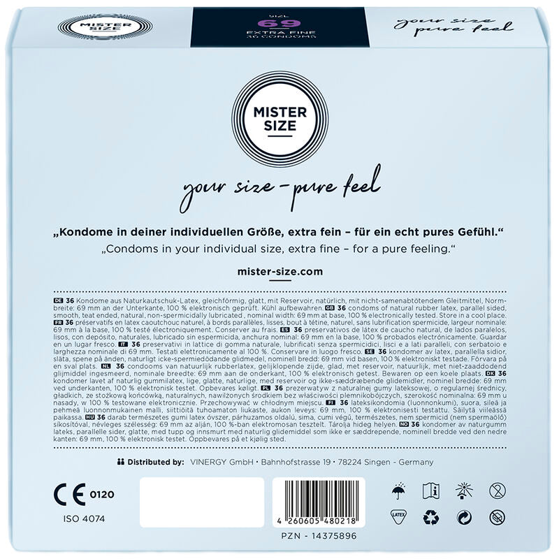 MISTER SIZE PRESERVATIVOS TAMANHO XXXL 69 MM 36 UNIDADES