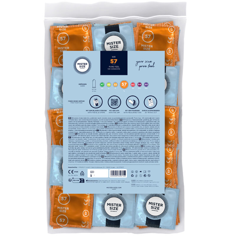 MISTER SIZE PRESERVATIVO TAMANHO L 57 MM 100 UNIDADES