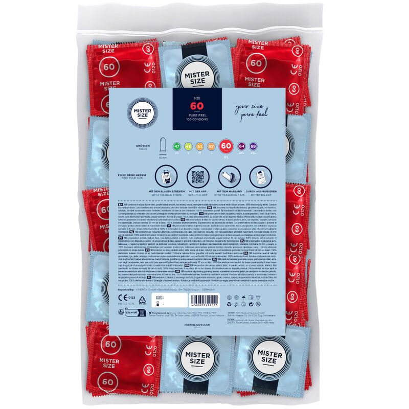 MISTER SIZE PRESERVATIVO TAMANHO XL 60 MM 100 UNIDADES
