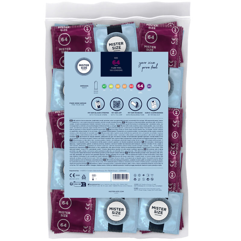 MISTER SIZE PRESERVATIVOS TAMANHO XXL 64 MM 100 UNIDADES