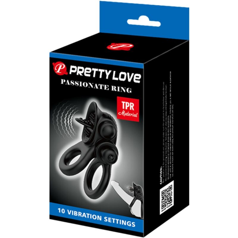 PRETTY LOVE ANEL APAIXONADO ANEL VIBRATaRIO DUPLO ESTIMULADOR DE CLITaRIS PRETO