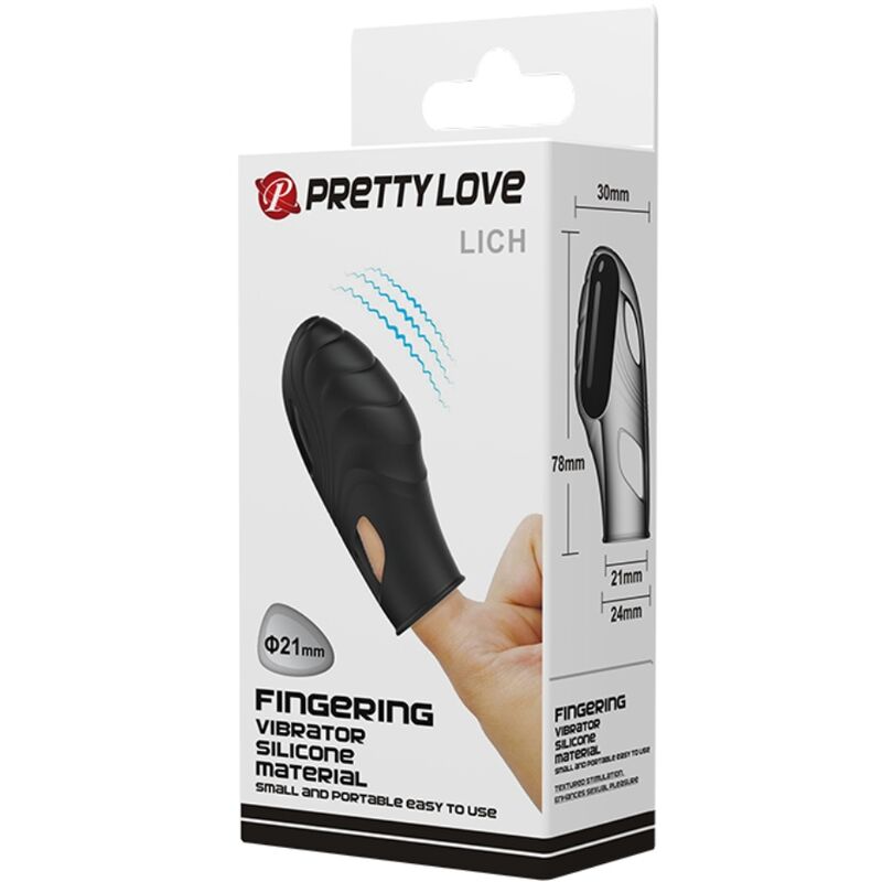 PRETTY LOVE LICH SILICONE DEDO VIBRADOR PRETO