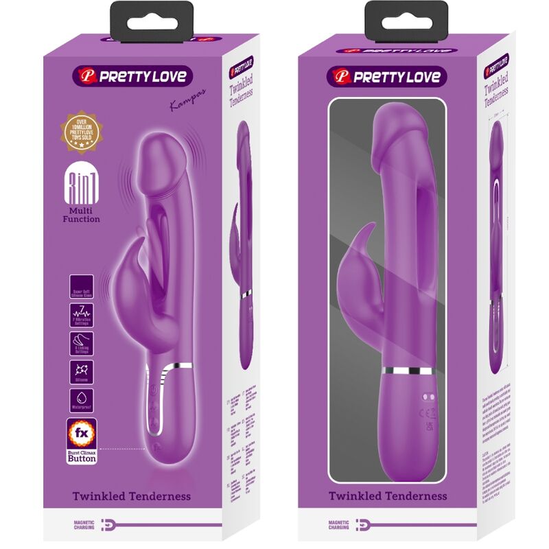 PRETTY LOVE KAMPAS 3 EM 1 MULTIFUNCIONAL COELHO VIBRADOR ROXO