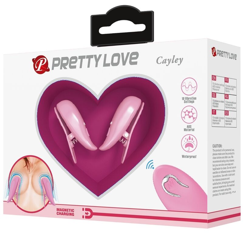 PRETTY LOVE CAILEY NIPPLE CLAMPS 10 VIBRAaaES CONTROLE REMOTO ROSA