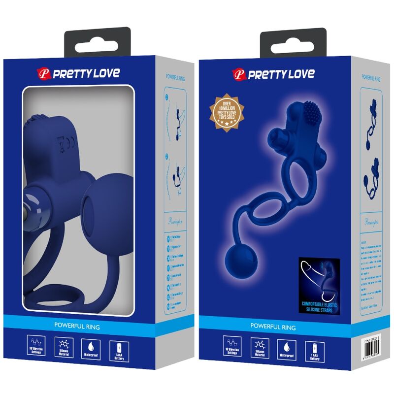 PRETTY LOVE REMINGTON ANEL VIBRADOR DUPLO COM PLUG AZUL