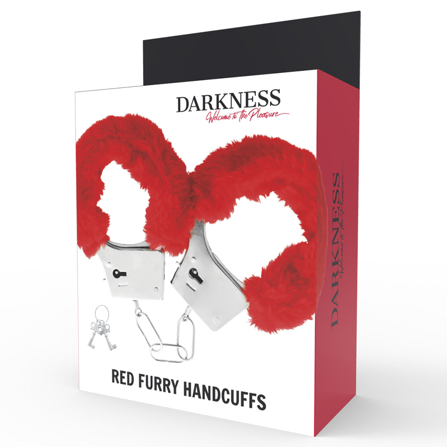 DARKNESS PLEASURE FURRY HANDCUFFS RED