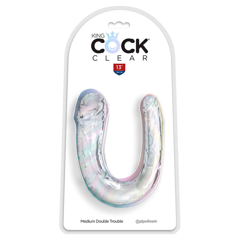 KING COCK DOUBLE TROUBLE DILDO DUPLO 33 CM TRANSPARENTE