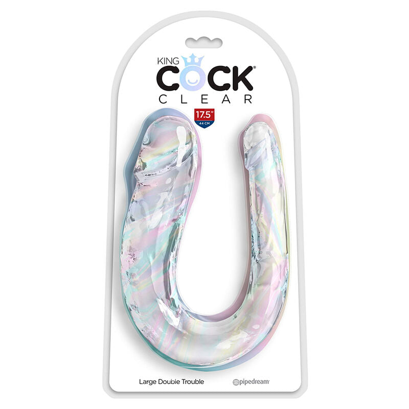 KING COCK DOUBLE TROUBLE DILDO DUPLO 44 CM TRANSPARENTE