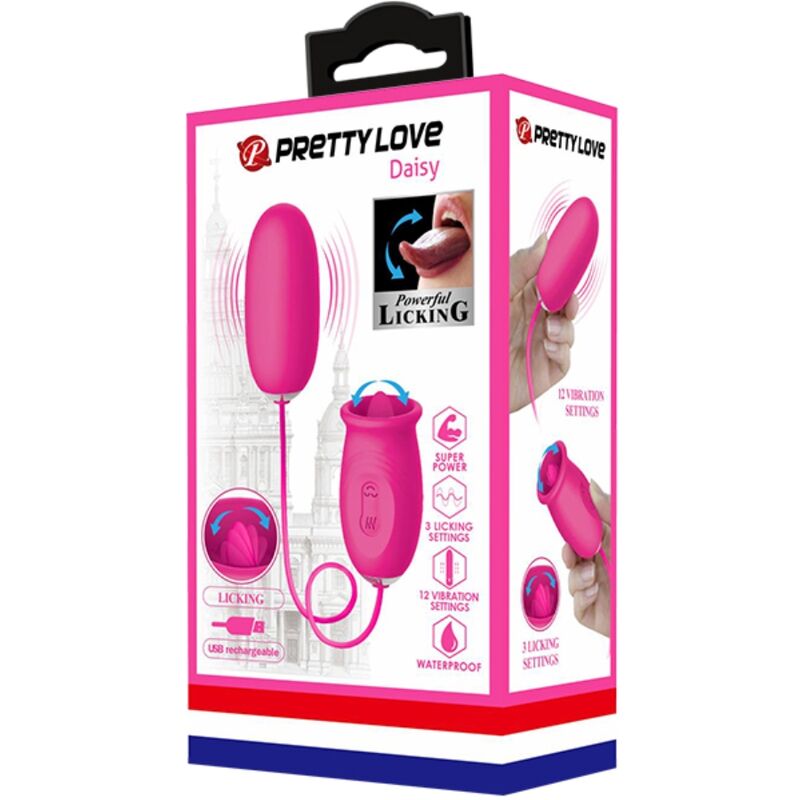 PRETTY LOVE OVO VIBRADOR DAISY LiNGUA ESTIMULANTE DE CLIToRIS ROSA
