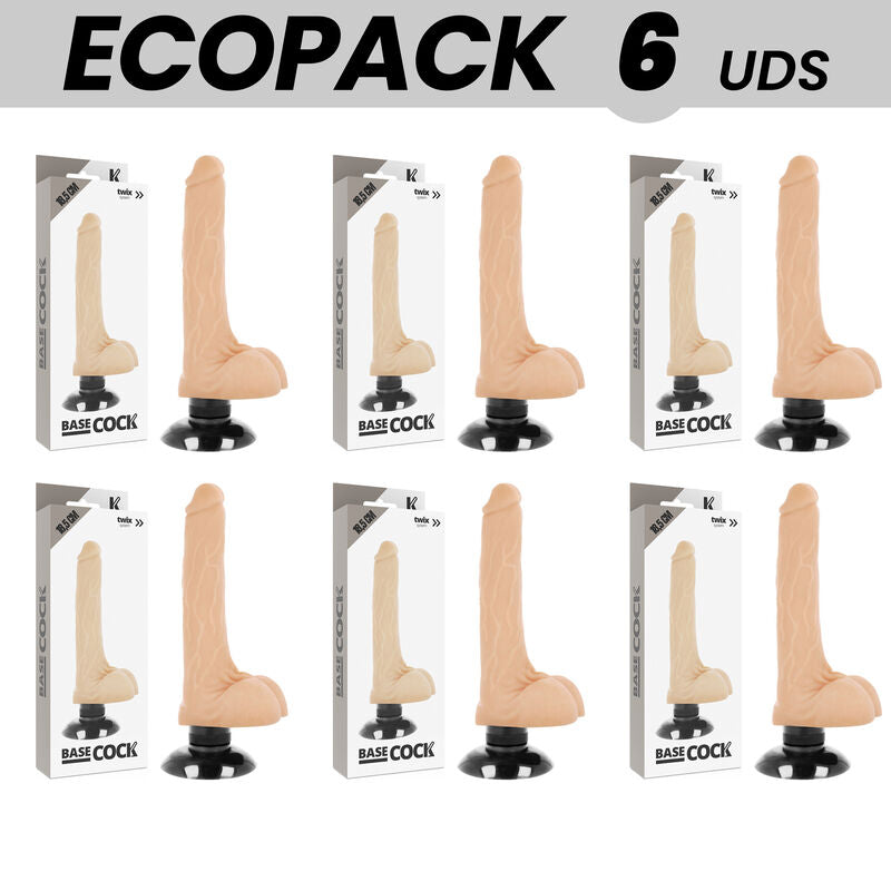 ECOPACK 6 UNIT BASECOCK VIBRADOR REALiSTICO 2 1 NATURAL 185 CM O 4 CM