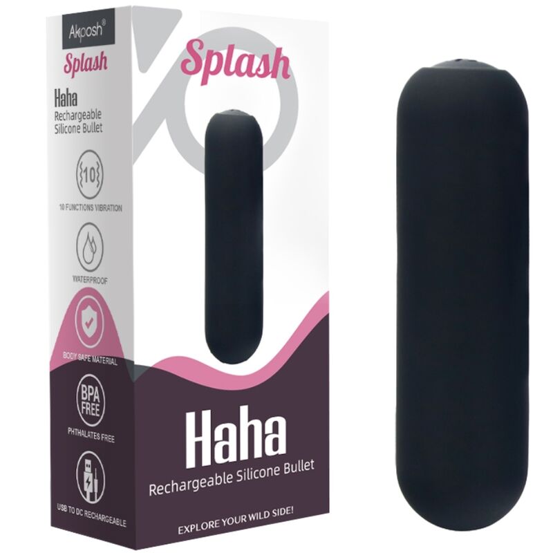 ARMONY SPLASH HAHA VIBRADOR BALA SILICONE 10 VIBRAyoES 75 X 19 CM PRETO