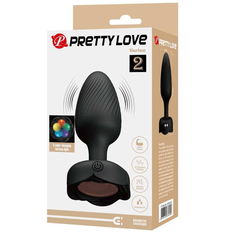 PRETTY LOVE VARIAN ANAL PLUG COM LUZ LED PRETO 108 CM