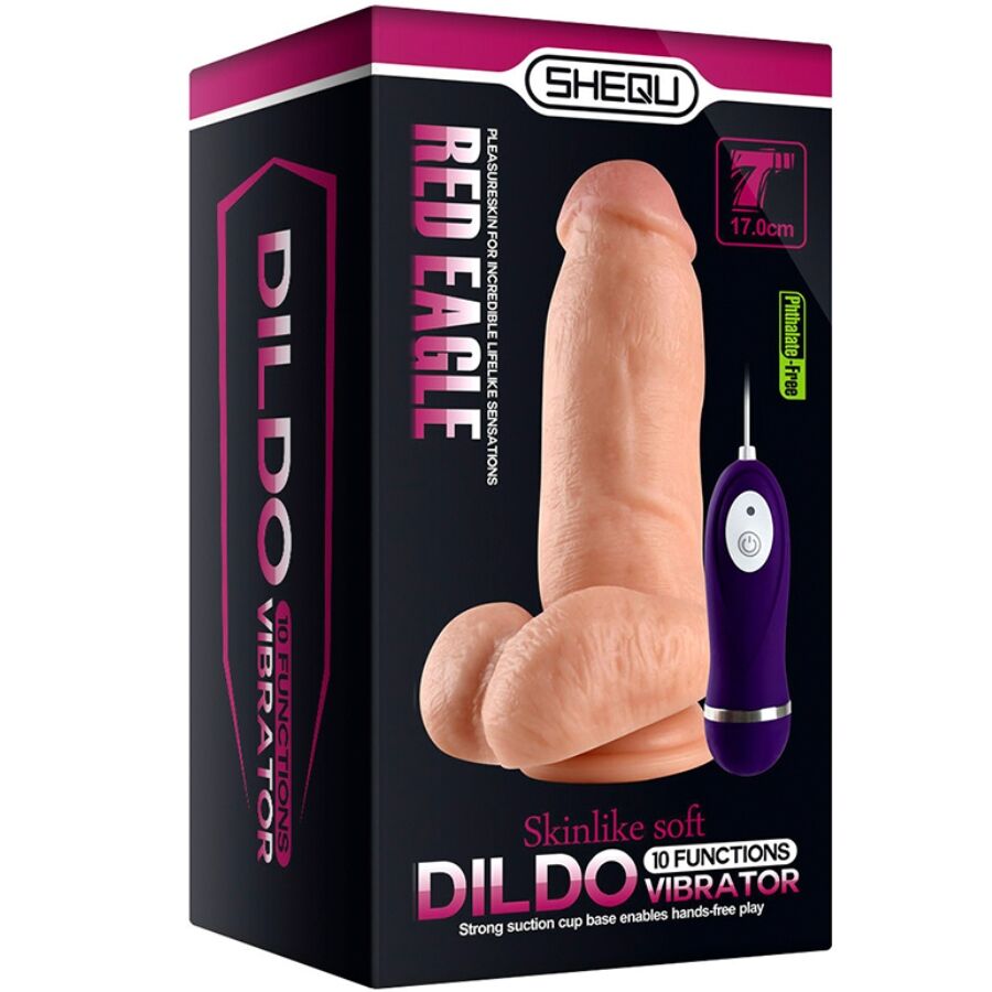 SHEQU RED EAGLE VIBRADOR DILDO COM CONTROLE REMOTO 17 CM