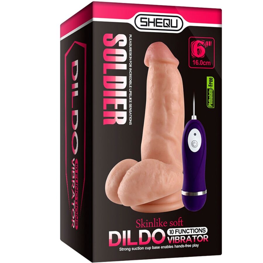 SHEQU SOLDADO VIBRADOR DILDO COM CONTROLE REMOTO 16 CM
