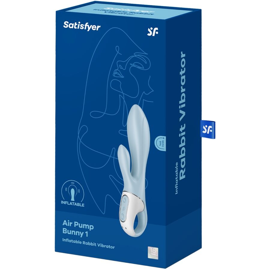 SATISFYER BOMBA DE AR BUNNY 1 COELHO INFLaVEL VIBRADOR AZUL