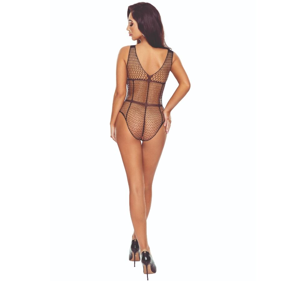 PASSION BS114 BLACK GRID BODYSTOCKING