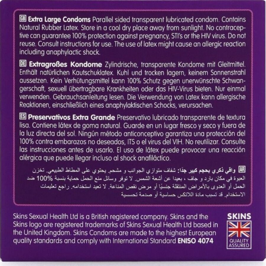 SKINS PRESERVATIVOS EXTRA GRANDE PREMIUM PACOTE 4