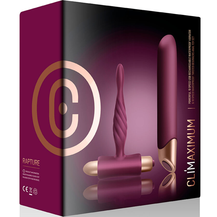 CLIMAXIMUM KIT RAPTURE VIBRADOR CLaSSICO PLUG ANAL PARA INICIANTES