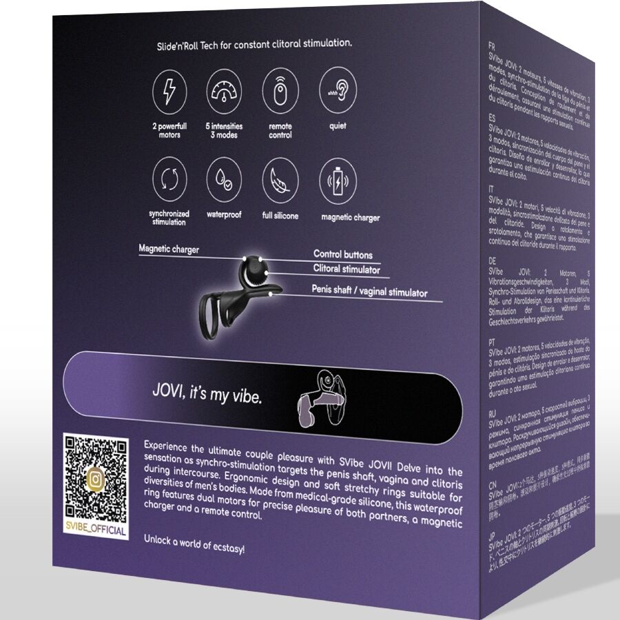 SNAIL VIBE JOVI COUPLES RING CONTROLE REMOTO PRETO