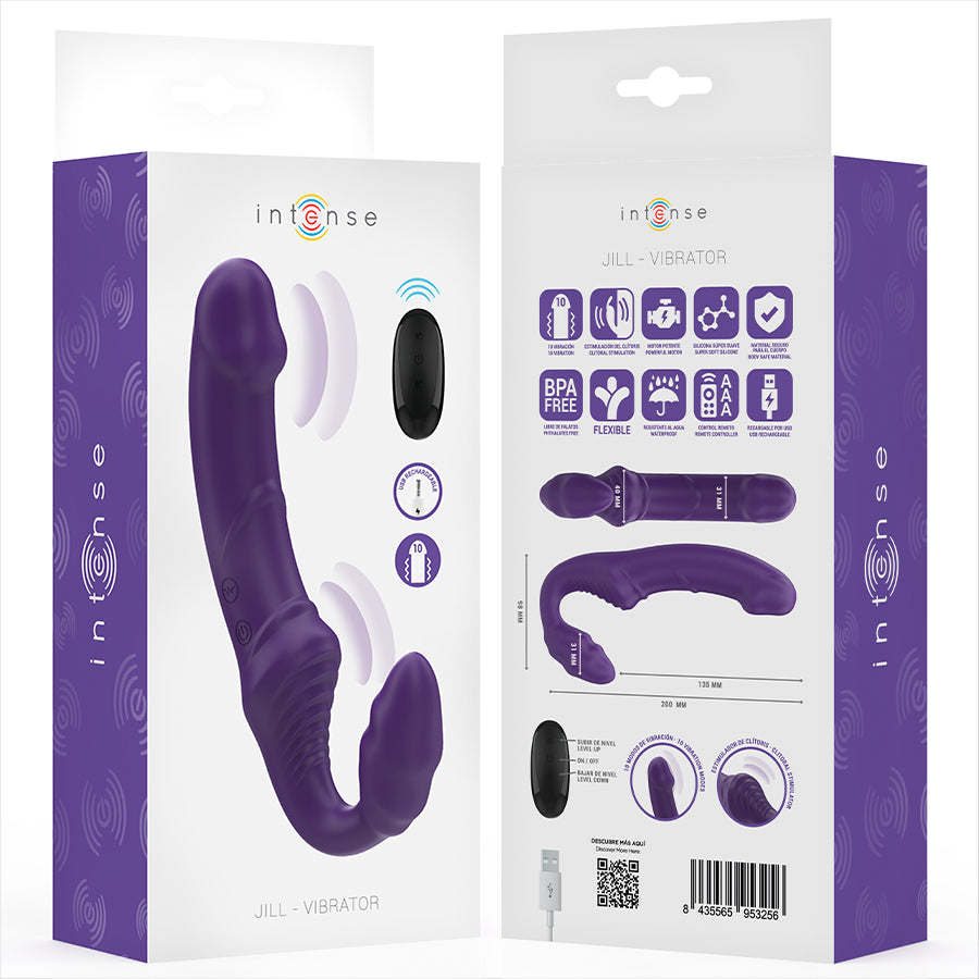 INTENSE JILL VIBRADOR DUPLO 20 CM ROXO CONTROLE REMOTO