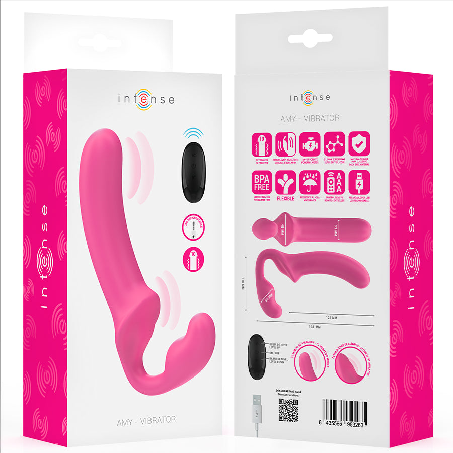 INTENSE AMY VIBRADOR DUPLO 20 CM ROSA CONTROLE REMOTO